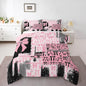 Feelyou Pink Grey Black Comforter Toddler Size Bowknot Comforter Set for Boys Girls Children Coquette Bows Bedding Set Room Decor Watercolor Bow Duvet Set 2Pcs