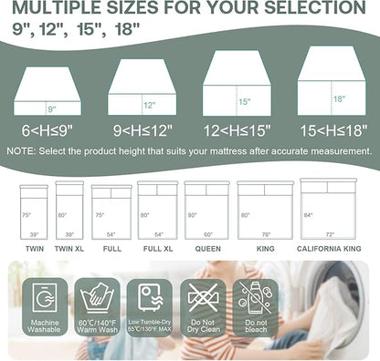 Mattress Protector California King Size Fits 9-12" Deep, Waterproof Zippered Mattress Encasement Cover with Premium Breathable Soft Terry Cloth Top for Cal King Size Bed