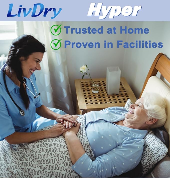 LivDry High Absorbency Pad Insert for Incontinence Briefs and Adult Diapers, Women and Men, Hyper 1600 (30 Count)