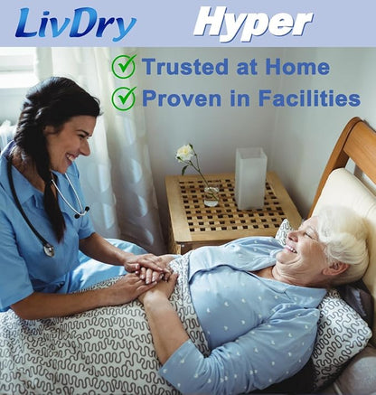 LivDry High Absorbency Pad Insert for Incontinence Briefs and Adult Diapers, Women and Men, Hyper 1600 (30 Count)