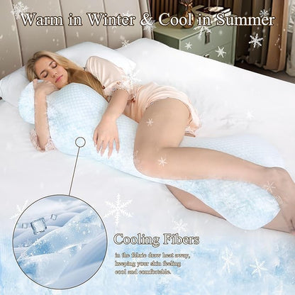 Small Mermaid Body Pillows, Cooling One Piece Body Pillows for Adults, Long Pillow for Bed, Full Memory Foam Body Pillow, Big Hugging Pillows, Soft Firm Body Pillow for Side Sleeper/Pregnancy