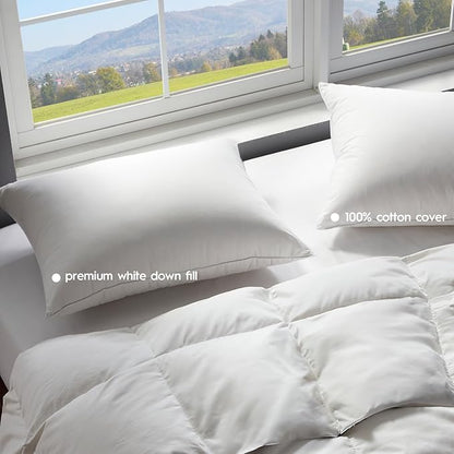 Globon Ultra Soft Down Pillow King Size Set of 2, All Down Filled Bed Pillow for Sleeping, 100% Cotton Shell 500 Thread Count 700 Fill Power, Soft Hotel Collection Down Feather Pillow 20" x 36"