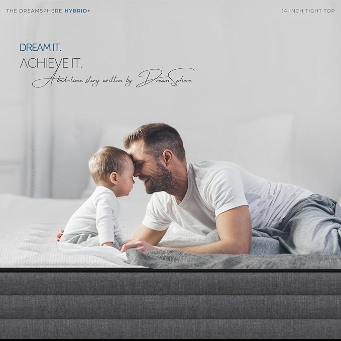 DreamSphere 14-inch Twin XL Hybrid Mattress, Medium Firm Gel Memory Foam Mattress, CertiPUR-US Certified, Mattress in a Box, Twin XL Mattress