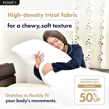 High-End Body Pillow - Made in Japan - 63"x20" (160x50cm) - Ultra Resilient & Smooth Touch - Washable Insert - LU9900LS-T Genuine Product Fabric Feel Level up