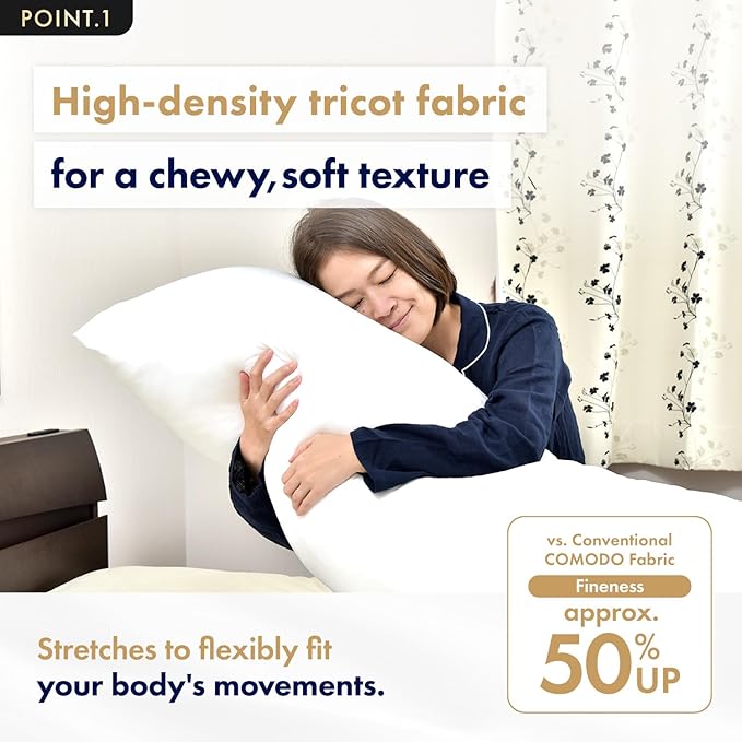 High-End Body Pillow - Made in Japan - 60"x20" (150x50cm) - Ultra Resilient & Smooth Touch - Washable Insert - LU9950MS-T Genuine Product Fabric Feel Level up