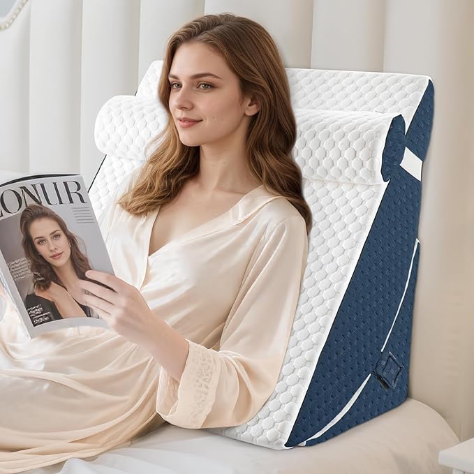 Bed Wedge Pillow for Sleeping, Adjustable Wedge Pillow Set for After Surgery, Elevated Triangle Pillow for Acid Reflux and Back Pain Relief, Post Surgery, Sleep Apnea, Back Suppor