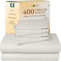 California Design Den 6-Pc Queen Size Sheet Set with 4 Pillowcases - 400 Thread Count 100% Cotton Sheets, Sateen Weave, Deep Pocket Bedsheets Set - Ivory (Pale Tone)