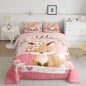 Feelyou Girls Cartoon Fox Comforter Set Cute Fox Bedding Set for Kids Boys Girls Kawaii Animal Duvet Set Botanical Floral Comforter 1 Comforter Set with 2 Pillowcases King Size Boys