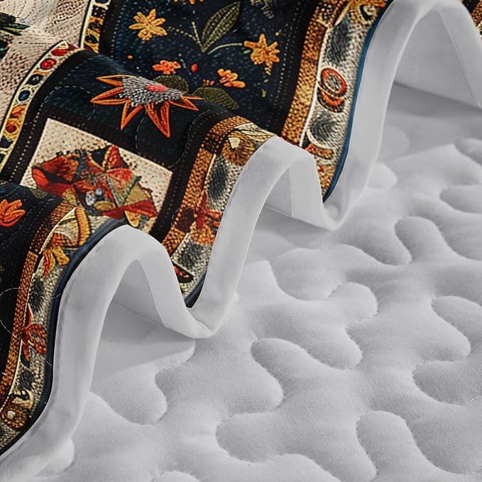 Western Wrangler Brown Horses Quilts Bedding Queen 3Pcs Chic Desert Scenery Cactus Bed Set Wild Plant Flower Pattern Bedspread Coverlet with 2 Pillowcases for Kid Boy Girl Teen Adult Room Decor