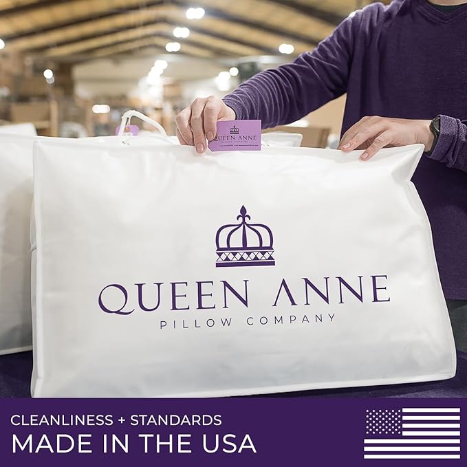 Queen Anne Hotel Collection Pillows – Luxury Down Alternative Bed Pillows (2-Pack, King Medium) – Ultimate Comfort, Hypoallergenic, Made in The USA