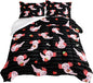 HOSIMA Kids Black Full Size Comforter Sets 3 Pieces,Cartoon Axolotl Bedding Sea Wildlife Cute Animals Theme Room Decor,Kawaii Bedding Set Strawberry Comforter with 2 Pillowcases.