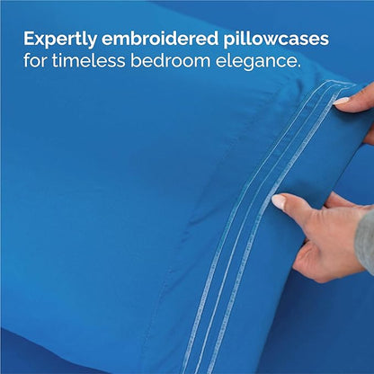 Split King Size 5 Piece Sheet Set - Comfy Breathable & Cooling Bed Sheets Set - Hotel Luxury Bedding for Women, Men, Kids, Teens, Boys & Girls - Deep Pockets and Wrinkle Free - Oeko-Tex - Royal Blue