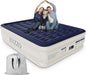 Air Mattress Queen with Built-in Pump, Blow Up Mattress with Soft Flocked Top, Leakproof Inflatable Mattress, Foldable Waterproof Air Bed for Home, Guests, Camping, with Storage Bag