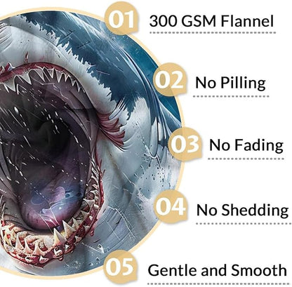 Shark Blanket for Kids 5-7 - 40 x 50 Inches Soft Flannel Throw for Animal Lover - Soft Warm Throw Blankets Stuff for Couch, Sofa