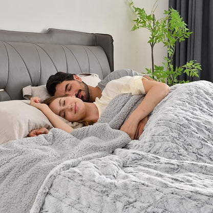 Bearhug Electric Blanket Full Size 77" x 84", 10 Heat Settings Heated Blanket, 1-12 Hour Auto Shut-Off, Faux Fur & Sherpa Dual-Sided Heating Blanket, Machine Washable, Gift-Ready Elegant Packaging