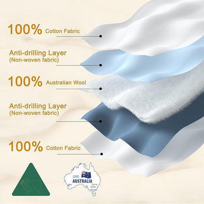 YOUR MOON Luxurious All Season Wool Comforter Twin Size, 100% Natural Australian Wool Filling, Hypoallergenic Comforter Duvet Insert, Noiseless Cotton Shell, Medium Weight (Silver Gray)