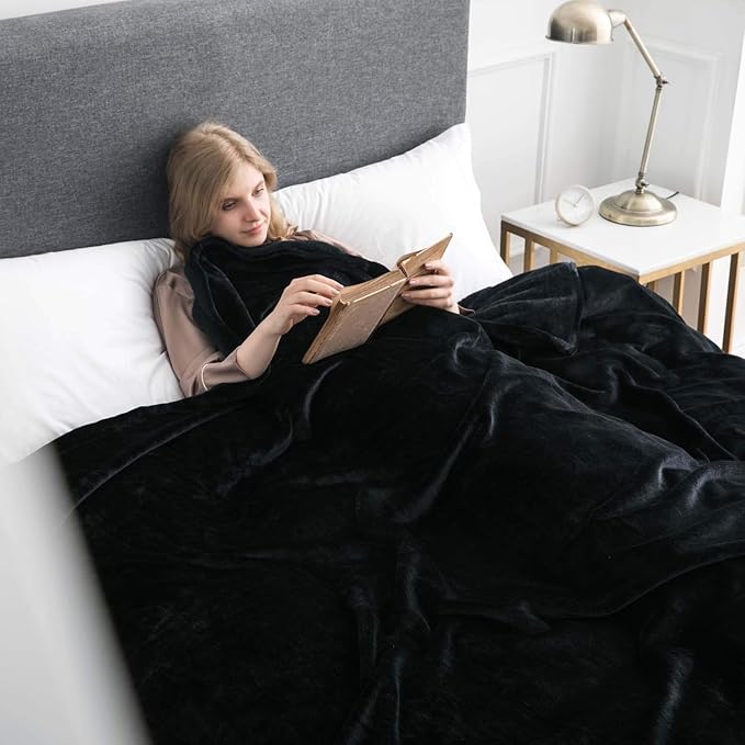 IR Imperial Rooms Fleece Blanket 12 Pack Twin Size 60 x 80 Inches - Super Soft Fluffy Throw Blanket for Sofa and Bed - Warm and Cozy Lightweight 400 GSM Microfiber Bed Throws Blankets (Twin, Black)