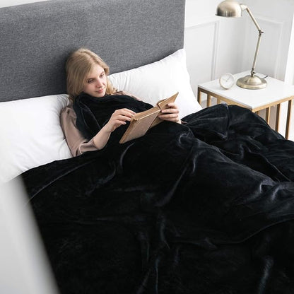 IR Imperial Rooms Fleece Blanket 12 Pack Twin Size 60 x 80 Inches - Super Soft Fluffy Throw Blanket for Sofa and Bed - Warm and Cozy Lightweight 400 GSM Microfiber Bed Throws Blankets (Twin, Black)