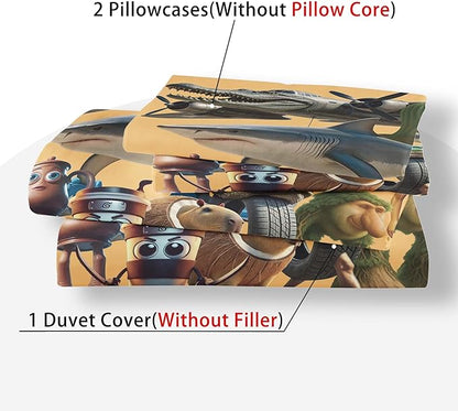 Funny Fusion Animals Bedding Set,Fusion Animals Duvet Cover Twin Full Queen King Set for Kids Boys Bed Decor Gifts (Color 15,King (104" x 90"))
