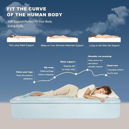 BEDLORE California King Mattress Topper, Thick Pillow Top Pad for Back Pain Relief, Soft Mattress Cover with Deep Pockets 6-18 inch