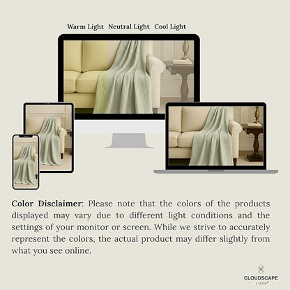 Cloud Scape Linen Extra Large 8 Layer Muslin Throw Blanket - 100% Cotton Gauze, Soft and Breathable, Winter Blanket for Couch, Sofa and Bed, Idea, 50x70, Seafoam