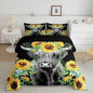 Feelyou Highland Cow Bedding Set Kids Sunflower Floral Western Cow Bull Comforter Set for Girls Teens Farmhouse Wildlife Animal Comforter Black Duvet Set Room Decor Quilt Set Toddler Size