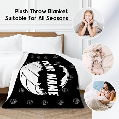 Personalized Volleyball Gifts with Name, Volleyball Blanket for Teen Girls, Custom Team Gift for Sport Lovers, Soft Plush Girls Throw Blankets Party Decorations for Couch Sofa, 30"x40"