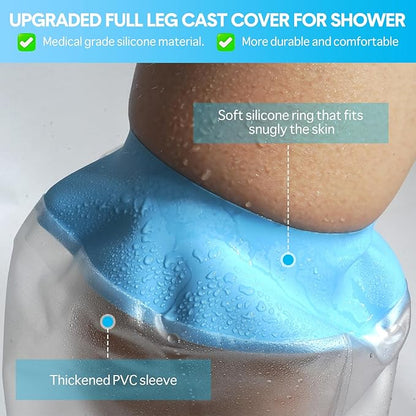 Waterproof Extra Wide Full Leg Cast Cover for Shower Adults, Extra Large Full Leg Shower Cover, Watertight Silicone Foot Protector for Plus Size Adults Surgery Shower Boot