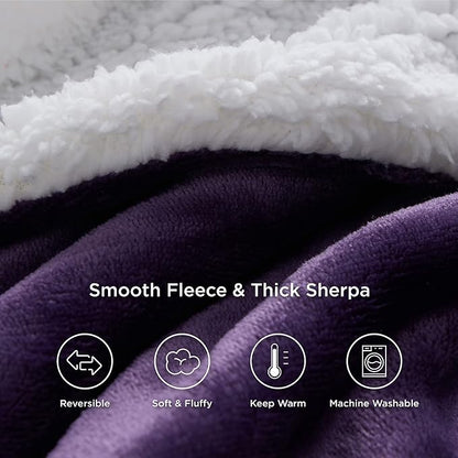 Bedsure GentleSoft Sherpa Fleece Throw Blanket for Couch - Thick and Warm Throw Gifts for Women and Girls, Soft Fuzzy Plush Christmas Blanket for Winter, Purple, 50x60 Inches