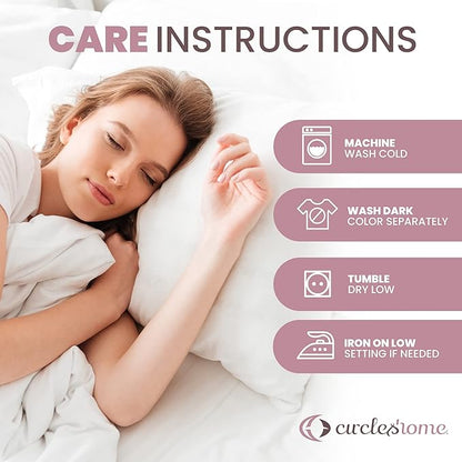 CirclesHome Pillow Protectors 4 Pack Standard Zippered - 100% Cotton Breathable Pillowcases - Protects Pillows from Dirt, Dust and Debri (Standard - Set of 4 - 20x26)