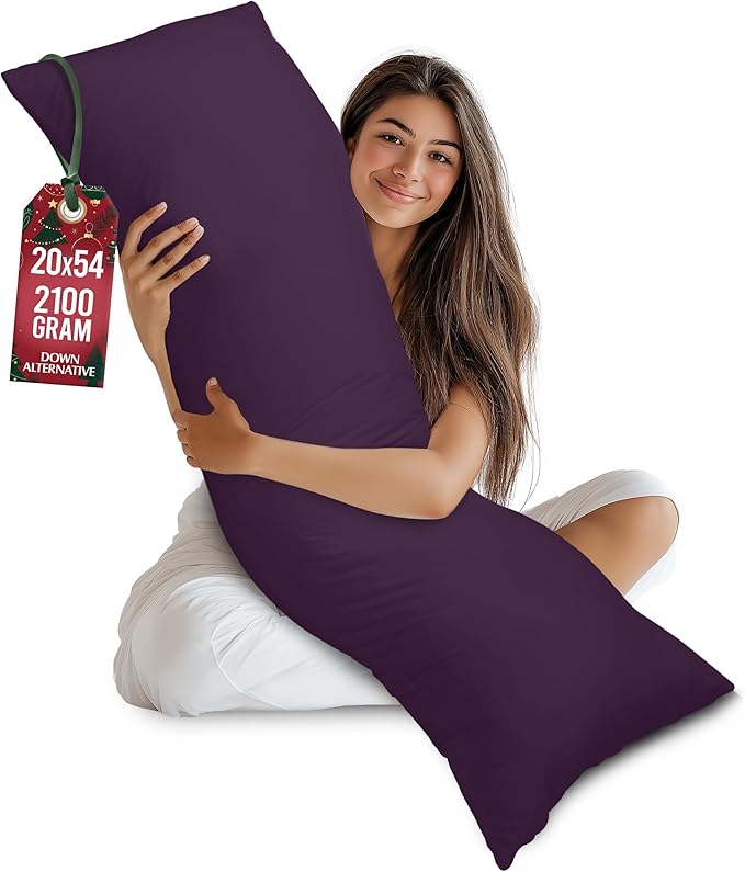 Utopia Bedding Full Body Pillow for Adults (Purple, 20 x 54 Inch), Long Pillow Insert for Sleeping, Ideal for Side Sleepers