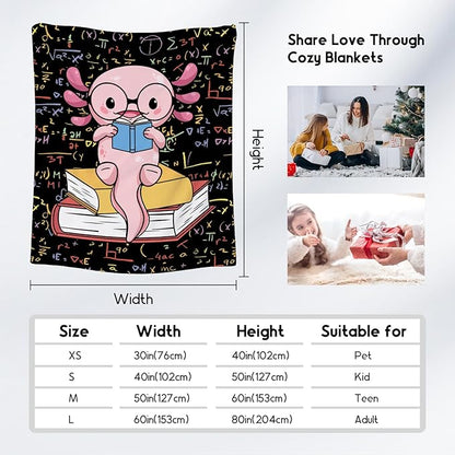 Axolotl Blanket - Reading Blankets for Toddler/Kids/Teens - 30x40 Inch Soft Flannel Daughter Gifts Throw for Couch Office
