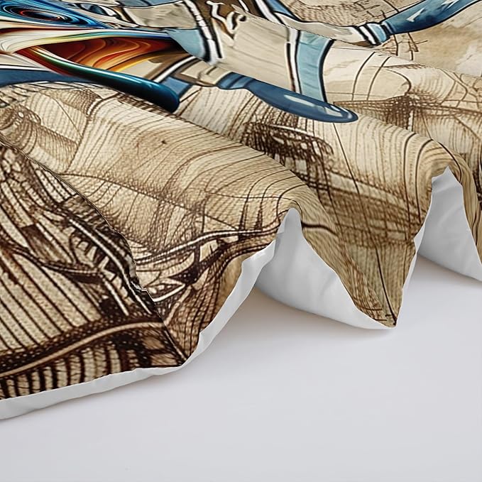 Bass Big Fish Comforter Set for Kids Boys Twin Size, Nautical Hunting and Fishing Pattern Bedding Sets, 3Pcs Vintage Comforter Soft Decor Underwater Animals Theme Quilt Set