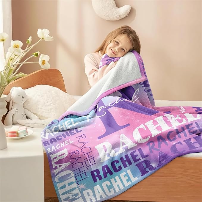 Personalized Blankets for Teen Girls Boys - Printed in USA, Custom Blanket with Kids Names, Ultra-Soft Flannel Monogrammed Baby Throws Blankets, Customized Christmas Brithday Gifts for Adults