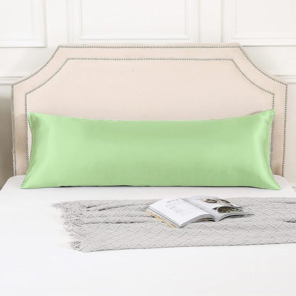 HUXMEYSON Body Pillow with Satin Pillowcase, Body Pillow for Adults, Removable Cover, Green (20"x54")
