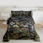 Kids Gamer Comforter Set Camouflage Gaming Bedding Set for Boys Teens Bedroom Green Black Camo Video Game Decor Comforter Gamer Console Quilt Set Full Size Duvet Quilted 3Pcs