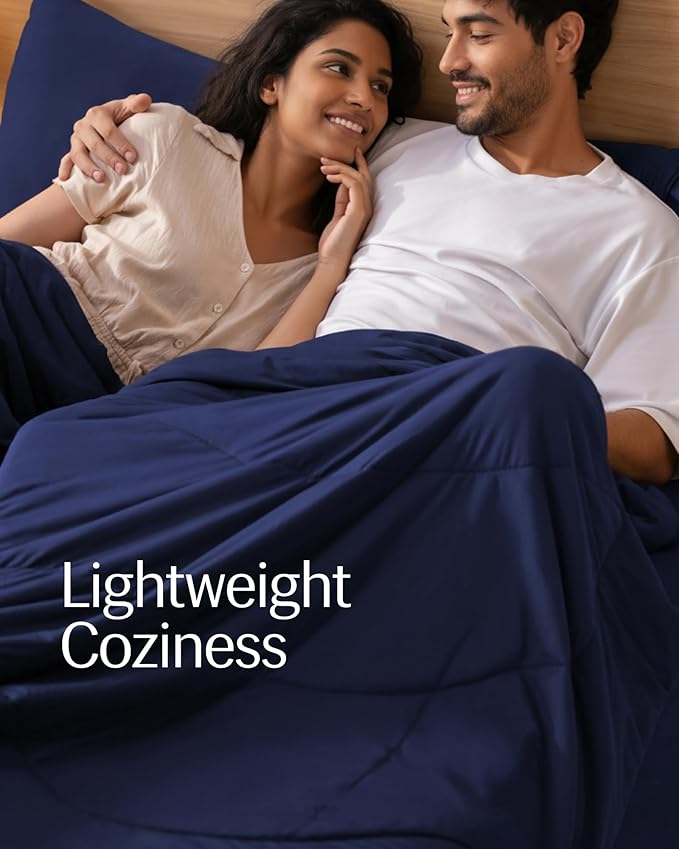 Rest® Evercool®+ Cooling Comforter Set, King, Midnight Blue, 4pcs with Cooling Blanket, Wrinkle-Free Deep Pocket Fitted Sheet, 2 Silver-Infused Pillowcases for Skin and Hair Bed Set, for Ultra Comfort