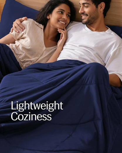 Rest® Evercool®+ Cooling Comforter Set, Full, Midnight Blue, 4pcs with Cooling Blanket, Wrinkle-Free Deep Pocket Fitted Sheet, 2 Silver-Infused Pillowcases for Skin and Hair Bed Set, for Ultra Comfort