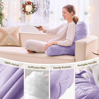 Sasttie Reading Pillow, Pillows for Reading or Relaxing – Ergonomic Support for Head, Neck, Back, and Lumbar, 21-Inch, Lavender