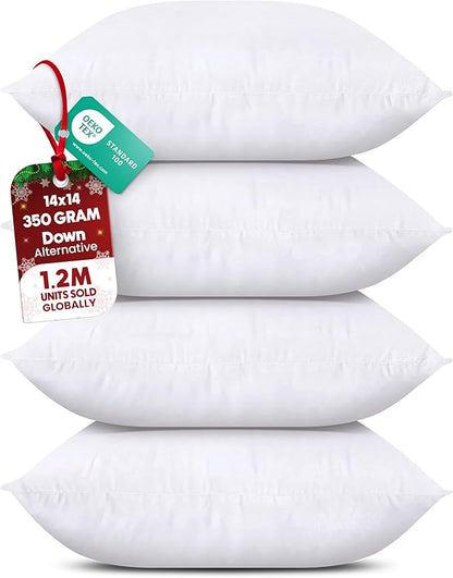 Utopia Bedding Throw Pillows (Set of 4, White), 14 x 14 Inches Pillows for Sofa, Bed and Couch Decorative Stuffer Pillow