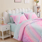 Wajade Girls Pink Comforter Set Bed in A Bag Twin Size 7 Piece 3D Colorful Tie Dye Pink Rainbow Bedding Set for Teens Girls (1 Comforter, 1 Flat Sheet, 1 Fitted Sheet, 2 Pillowcase and 2 Pillow Sham)