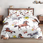King Size Comforter Set with 2 Pillowcase, Vintage Horse Brown Soft 3 Pcs Bedding for Kids and Adults, Get Watercolor Run Comforter Set for Room Bedroom Bed Decor
