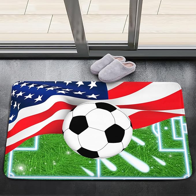 Soccer Rugs for Boys Bedroom - Sports Rug for Boys Bedroom Decor Football Carpet, Football Room Decor for Teens Kids Carpet, Soccer Field Carpet for Playroom Living Room, 2x3 Feet