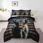 Feelyou Highland Cattle Bedding Set Sunflower Highland Cow Comforter Set for Kids Boys Girls America Flag Bull Comforter Animal Quilt Set 1 Comforter Set with 2 Pillowcases Full Size