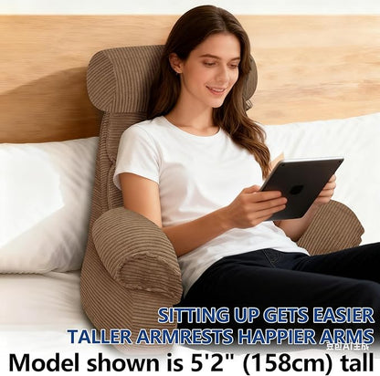 FXXUDVNIIN Back Pillow for Bed Sitting Up: Reading Pillow with 9.4" Height Armrest-Bed Pillow for Sitting up & TV Pillows for, Play Games, Working & Relaxing, Comfort Support for TV/Reading