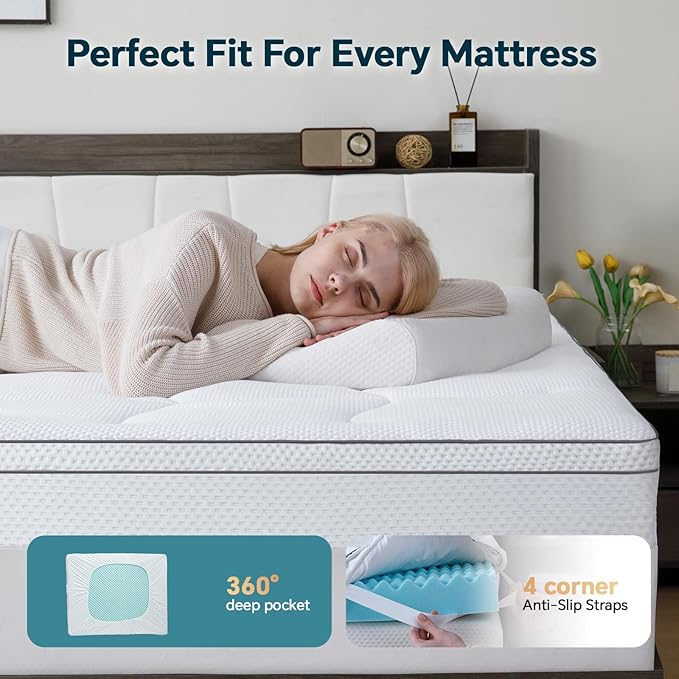 4 Inch Memory Foam Mattress Topper King Size - Dual Layer 3 Inch Cooling Gel Memory Pad and 1 Inch Pillow Top Mattress Cover for Back Pain - 78" x 80" x 4"