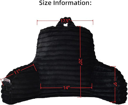 Yaoshuho Large Reading Pillow for Adults, Back Support Pillow for Sitting Up in Bed with Arms, Couch for Lounging Bedrest, Black