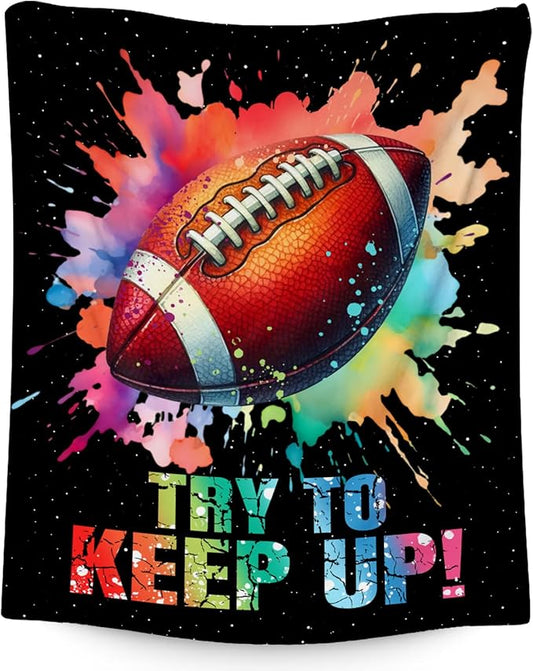 Football Blanket, Football Gifts for Boys Men Adults, Lightweight Flannel Throw Blankets for Team Player, Sport Theme Throws Boys Room Decor for Couch Bed (Colorful, 50x60 Inch)