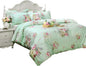 FADFAY Green Floral Duvet Cover Sets Vintage Flower Printed Bedding Ultra Soft 100% Cotton Designer Bedding Set 3 Pieces, 1duvet Cover & 2pillowcases (King/California King Size, Simple Style)