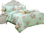 FADFAY Green Floral Duvet Cover Sets Vintage Flower Printed Bedding Ultra Soft 100% Cotton Designer Bedding Set 3 Pieces, 1duvet Cover & 2pillowcases (Full Size, Simple Style)